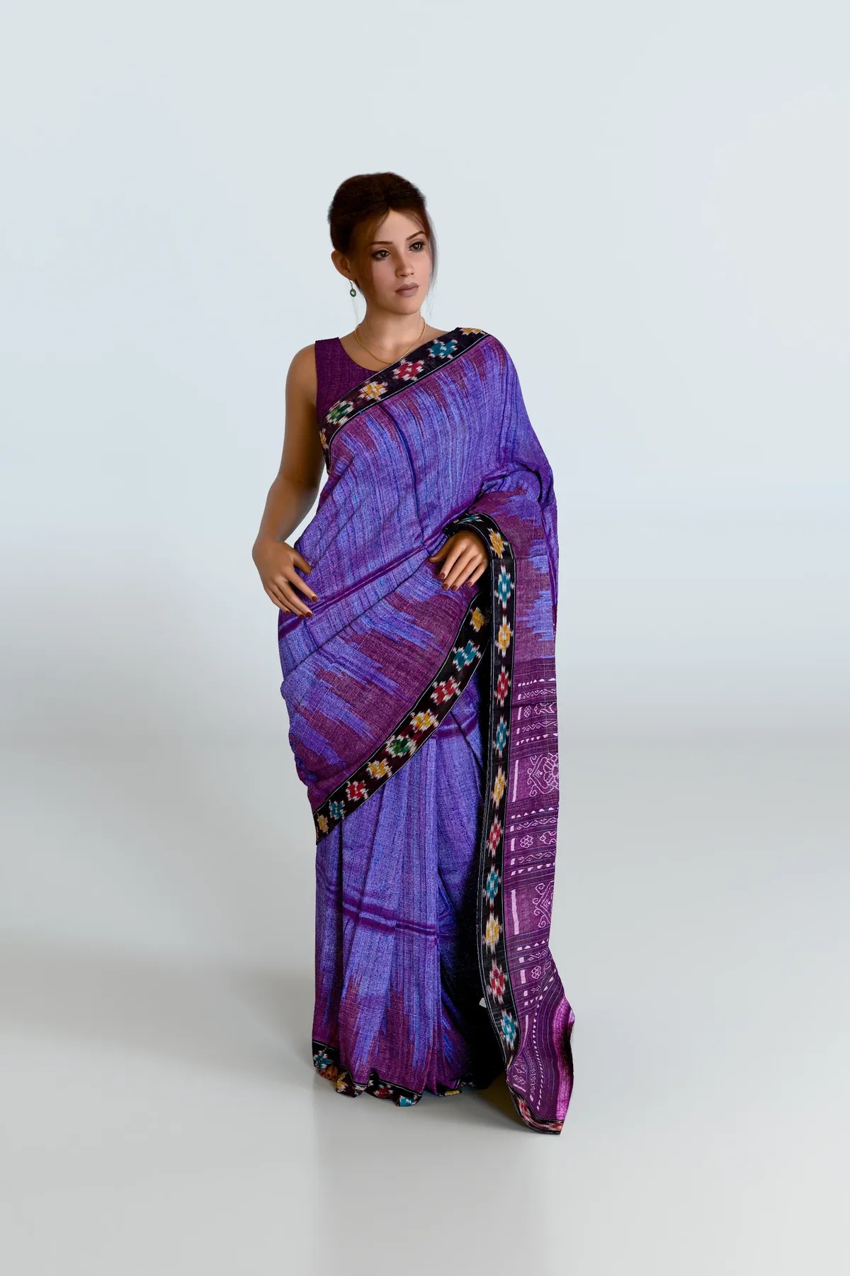 Violet Pasapali Border Gopalpur Tussar Silk Saree