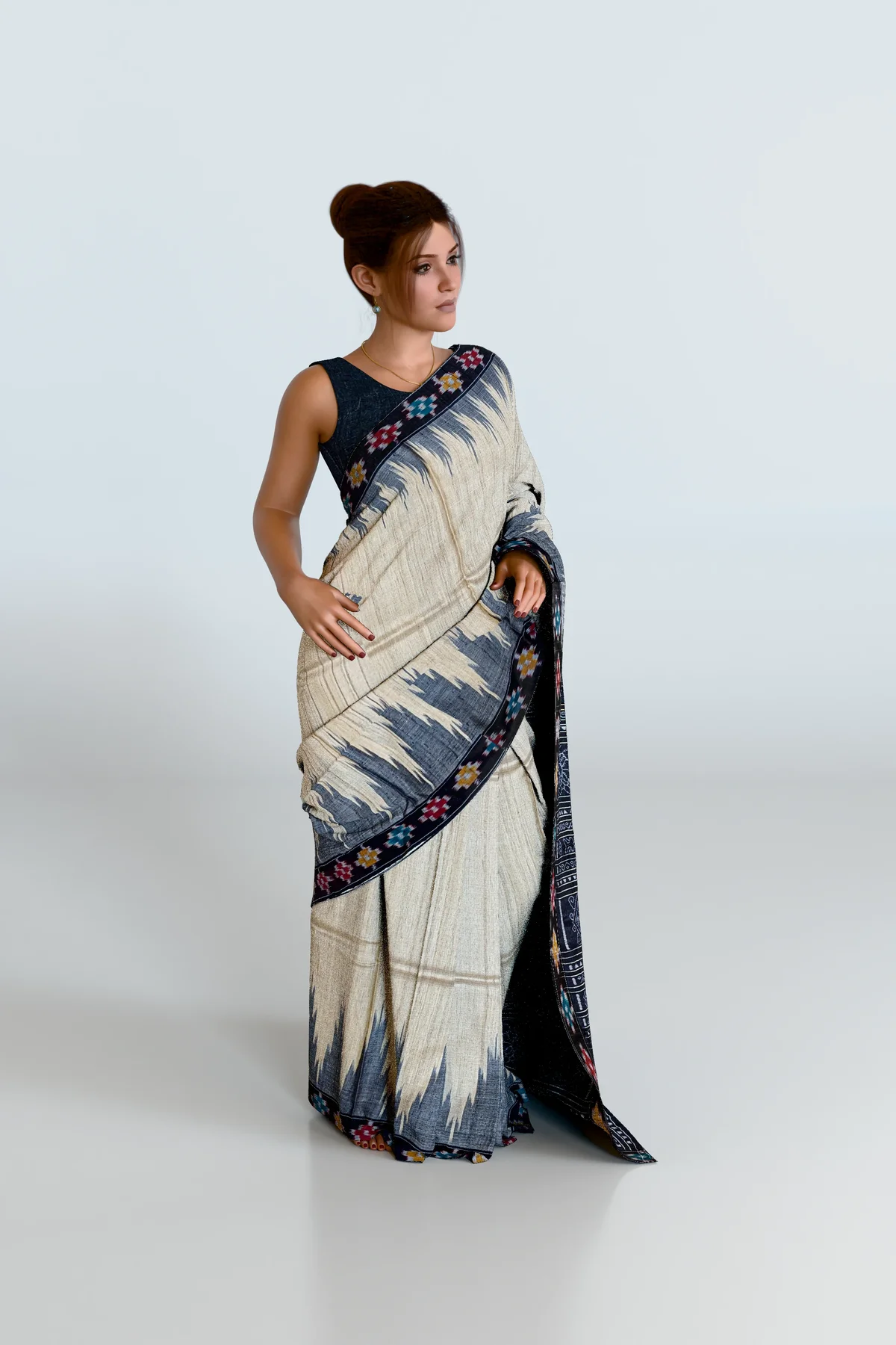 Beige Pasapali Border Gopalpur Tussar Silk Saree