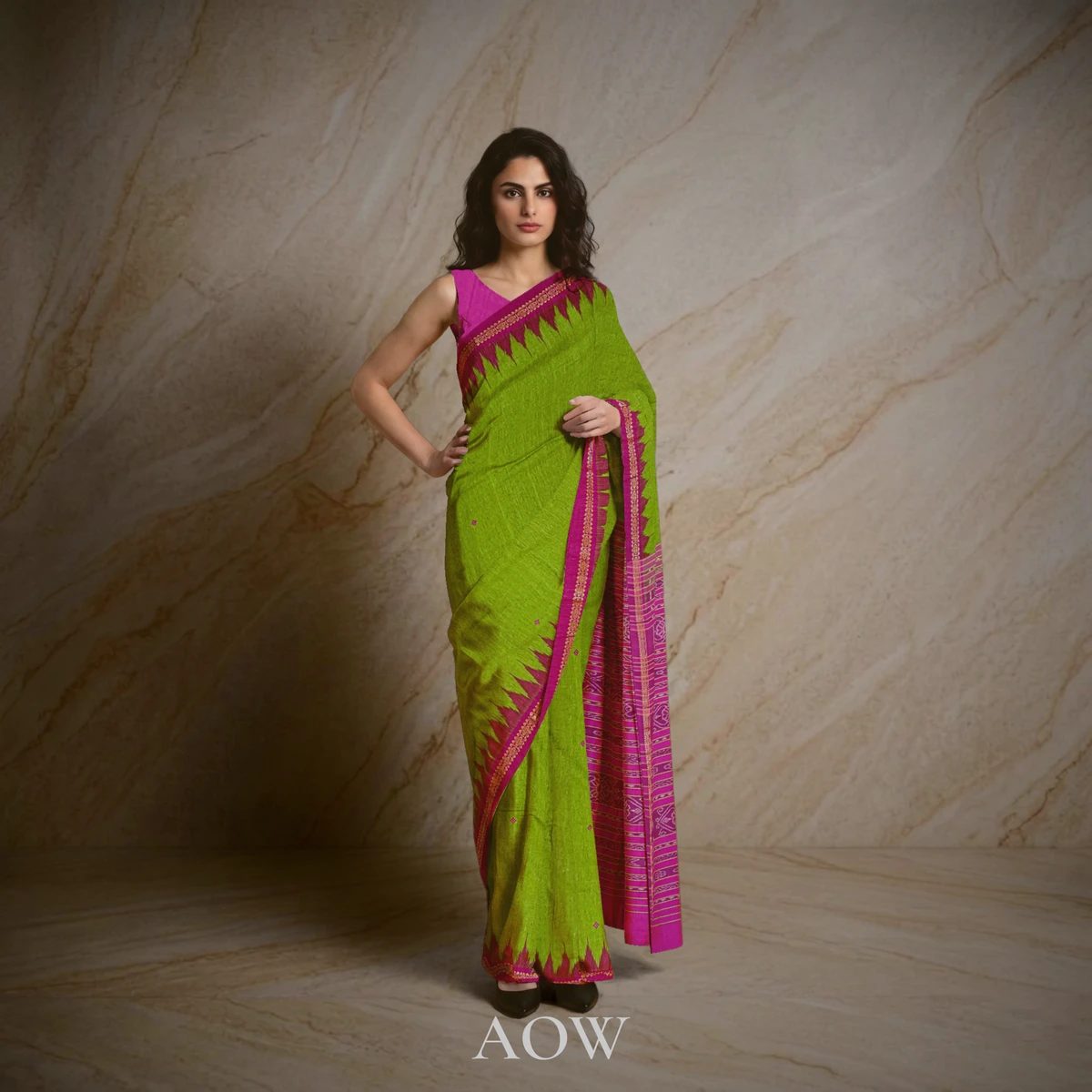 Green Dobby Bandha Eri Silk Saree