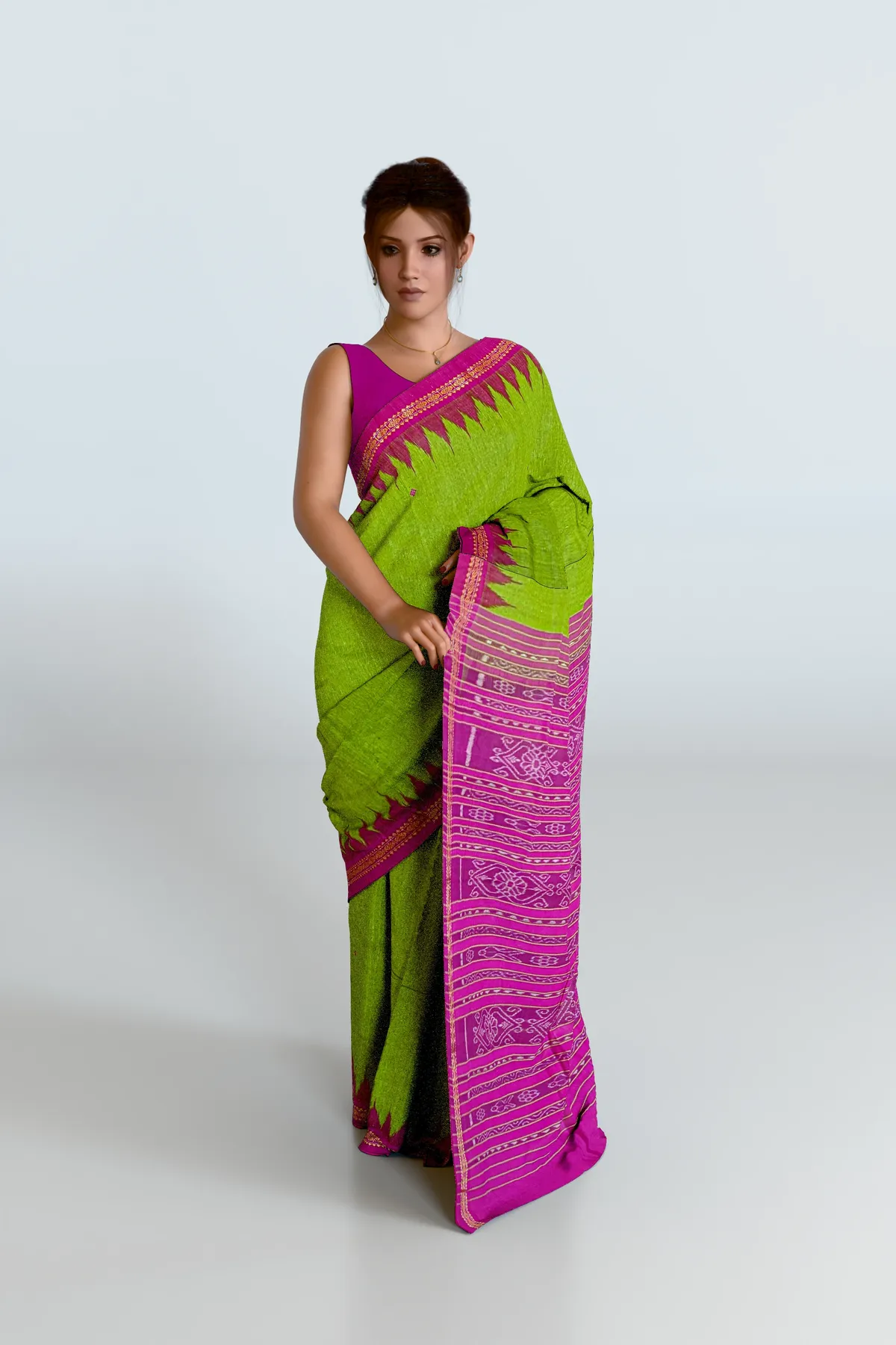 Green Dobby Bandha Eri Silk Saree