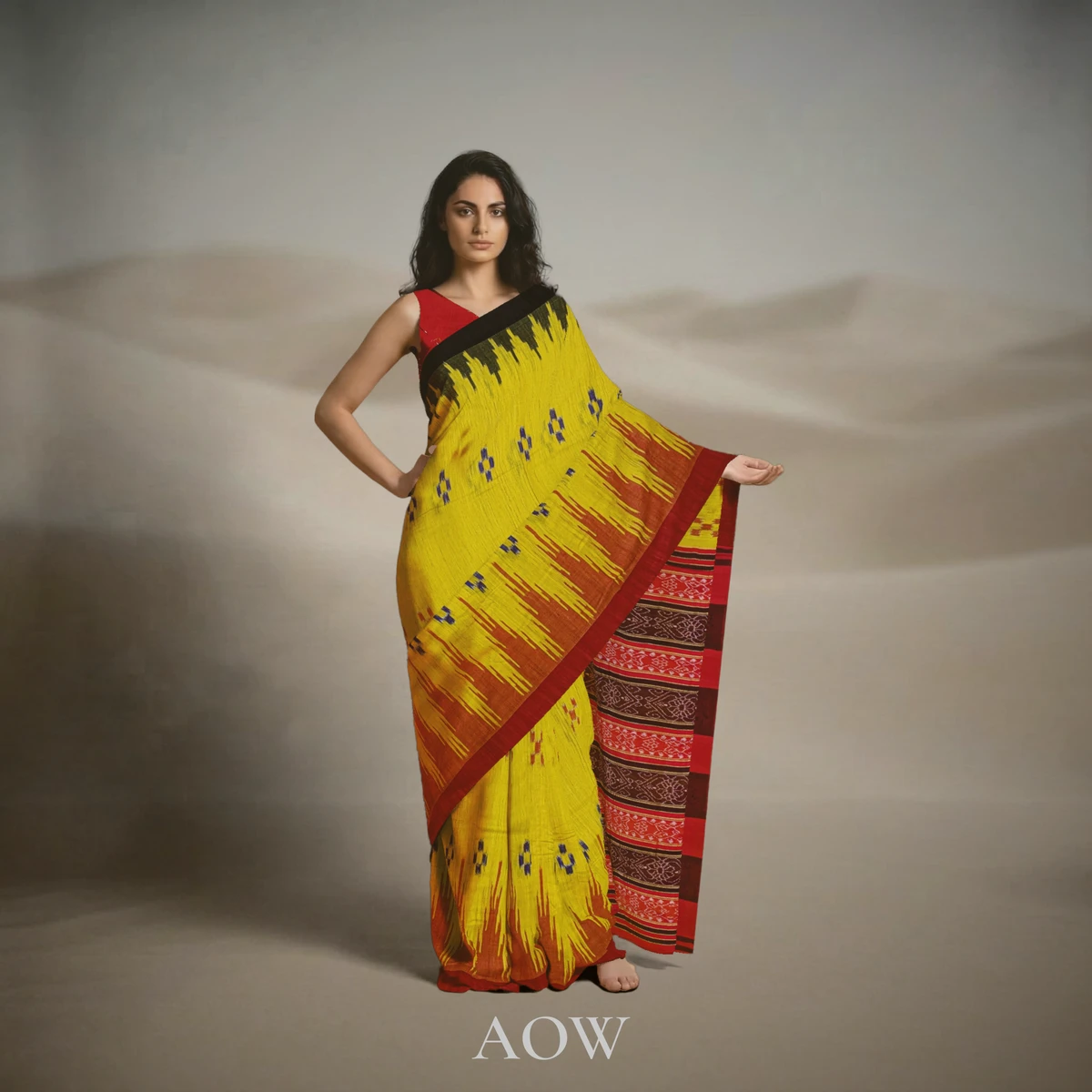 Yellow Ganga Jamuna Body Bandha Eri Silk Saree