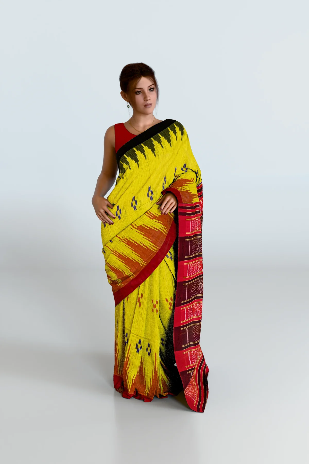 Yellow Ganga Jamuna Body Bandha Eri Silk Saree