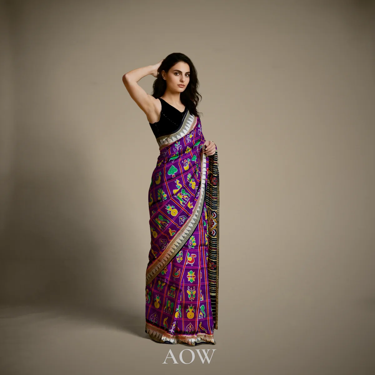 Purple Nabakothi Khandua Pata Saree