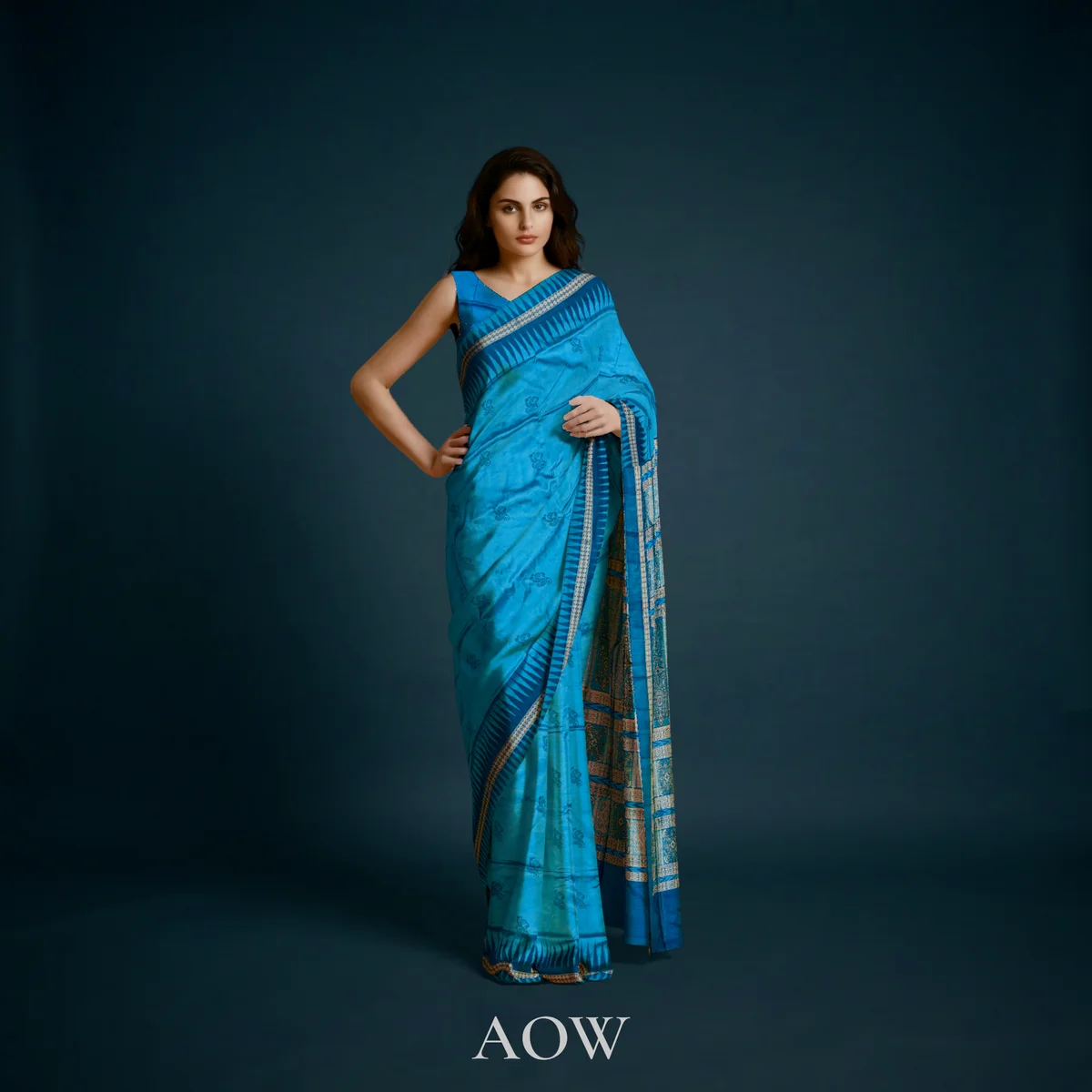 CopperSulphate Bomkei Sambalpuri Pure Pata Saree 