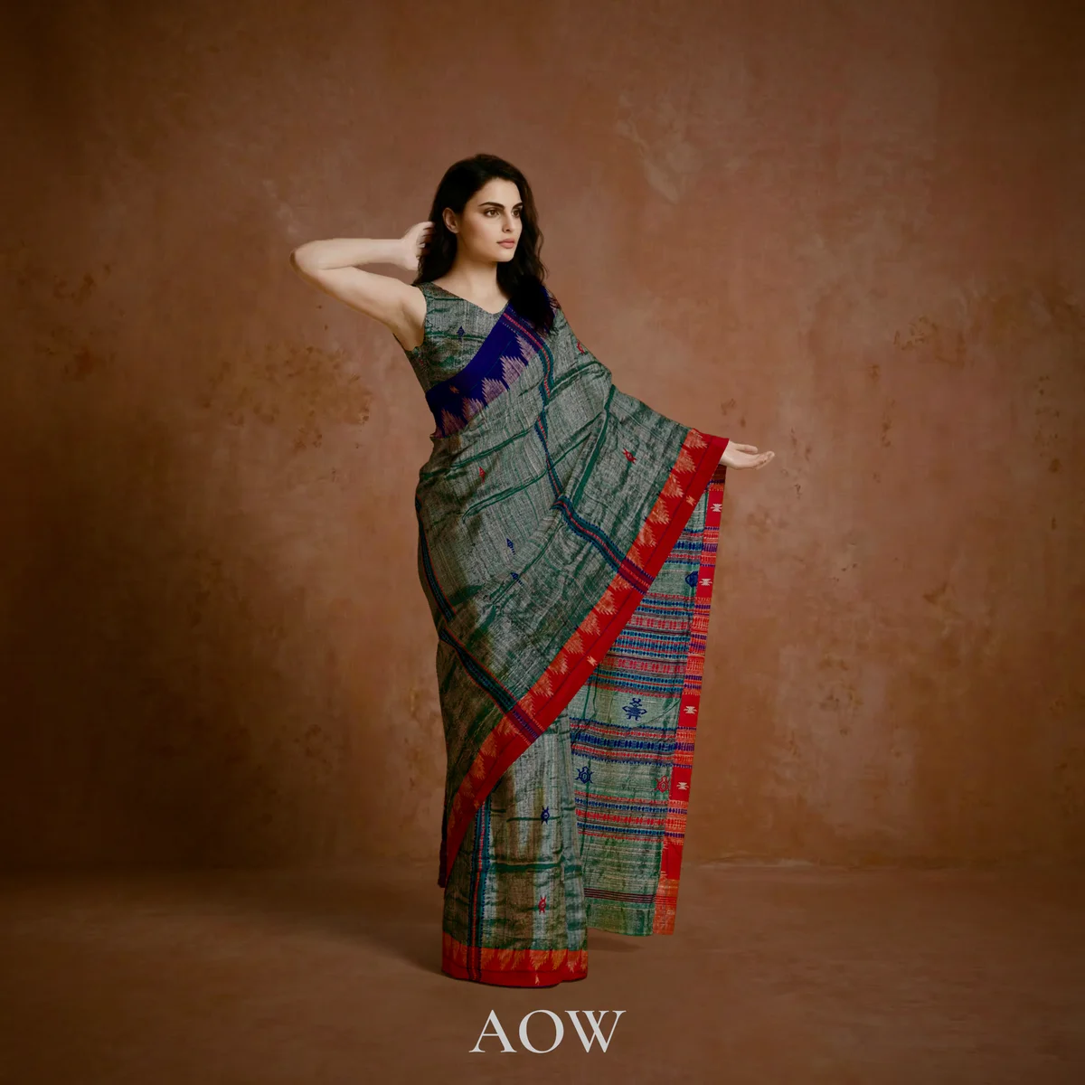 Teal Kotpad Tussar Silk Saree