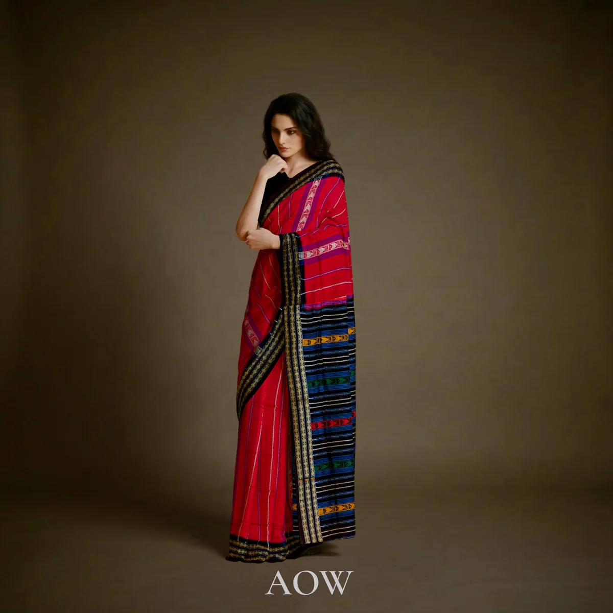 Red Habaspuri Cotton Saree 