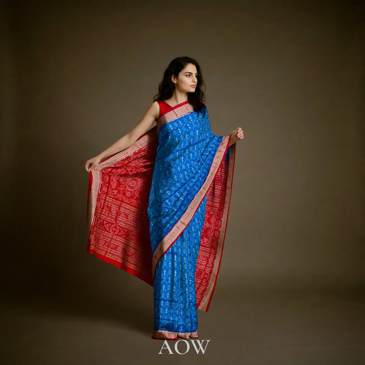 CopperSulphate Tribal Sambalpuri Pure Pata Saree