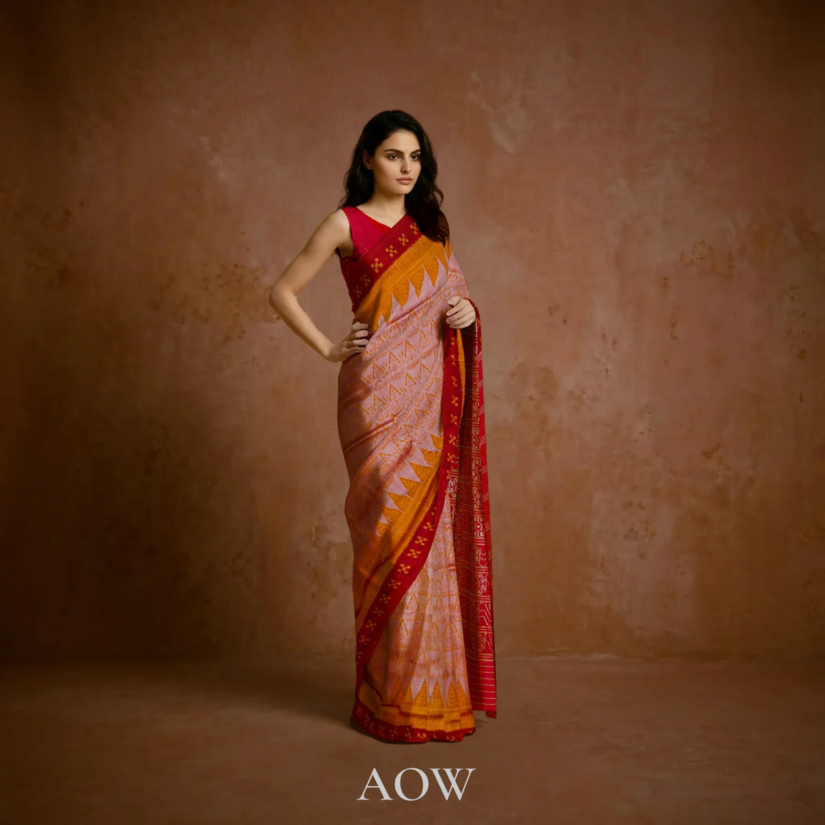 Orange Pasapali Border Khandua Pata Saree