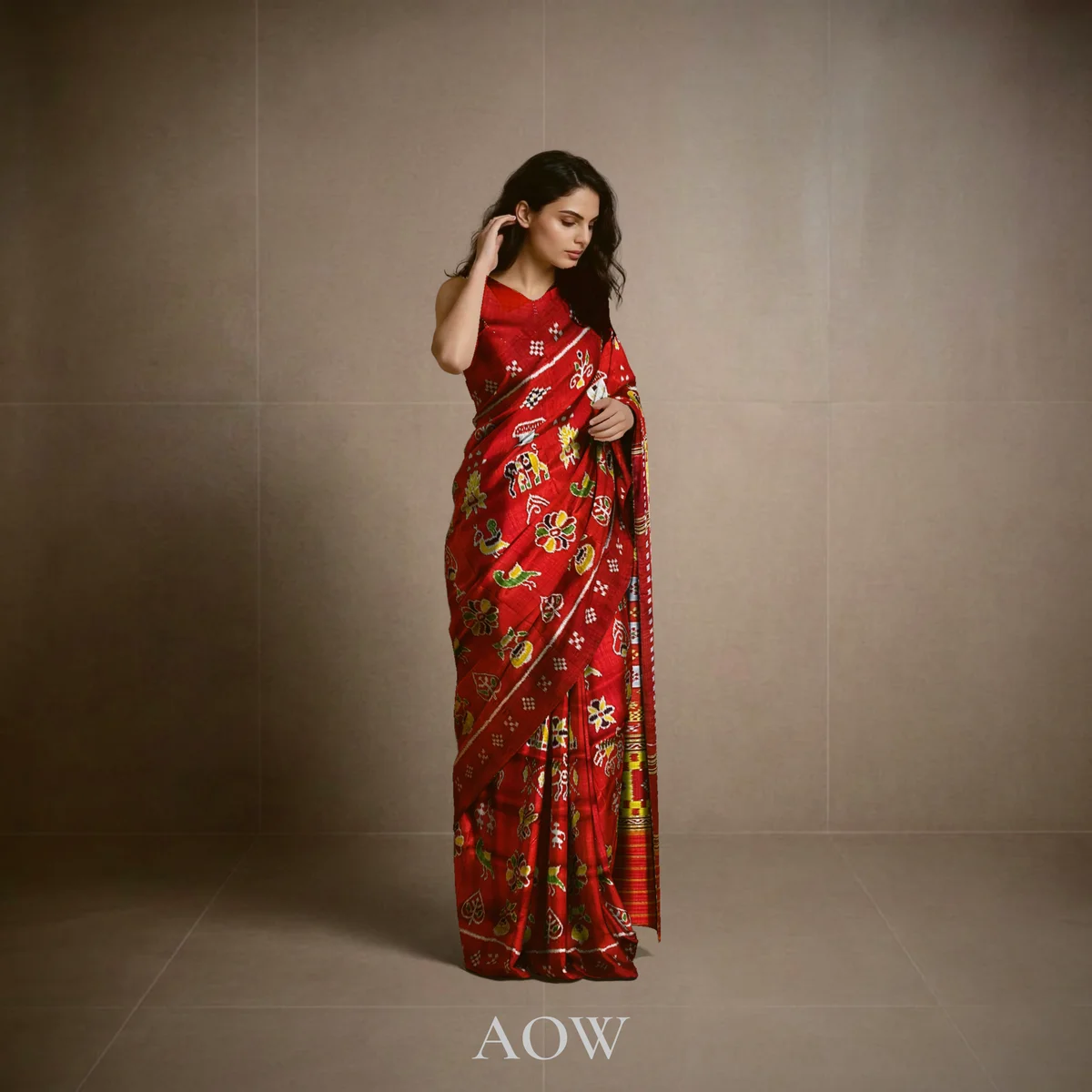 Red Nabakothi Khandua Pure Pata Saree