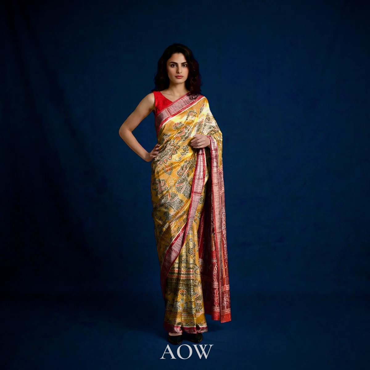 Village Life of Odisha Sambalpuri Full Tissue Pure Pata Saree