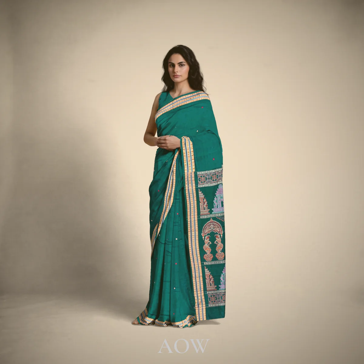 Ancient Konarka Sculpture Dhalapathara Cotton Saree