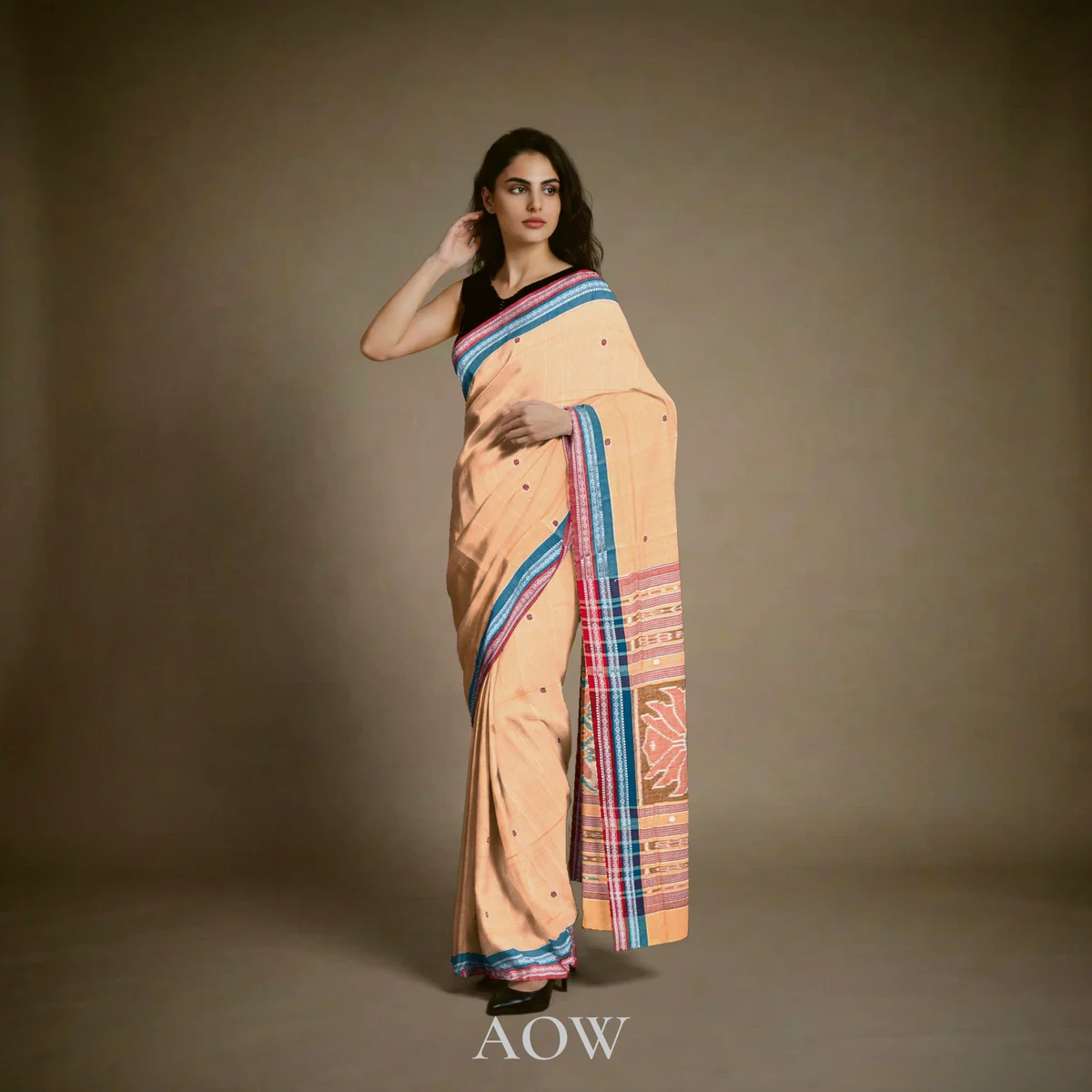 Beige Double Border Pittala Cotton Saree