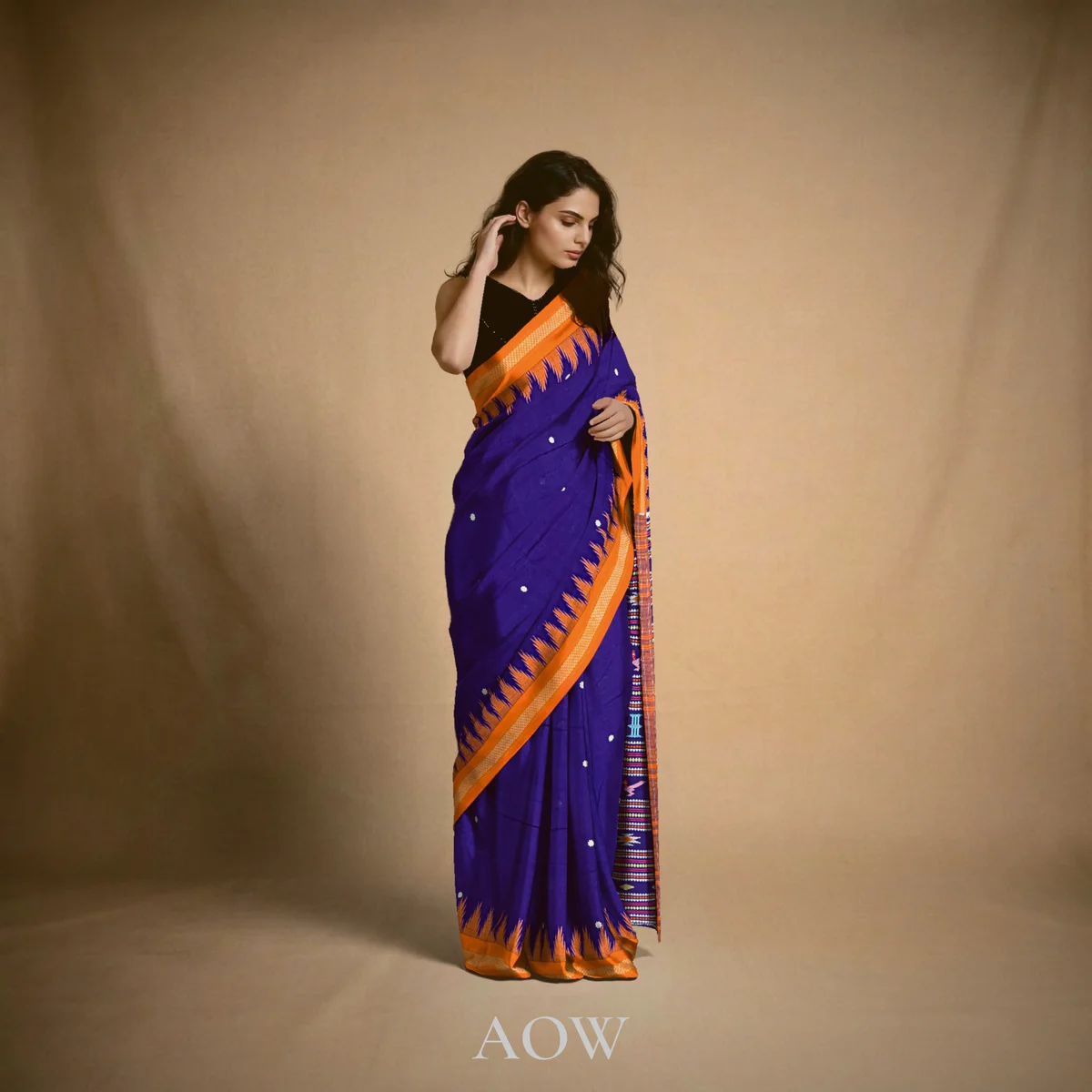 Violet Ganjam Bomkei Cotton Saree