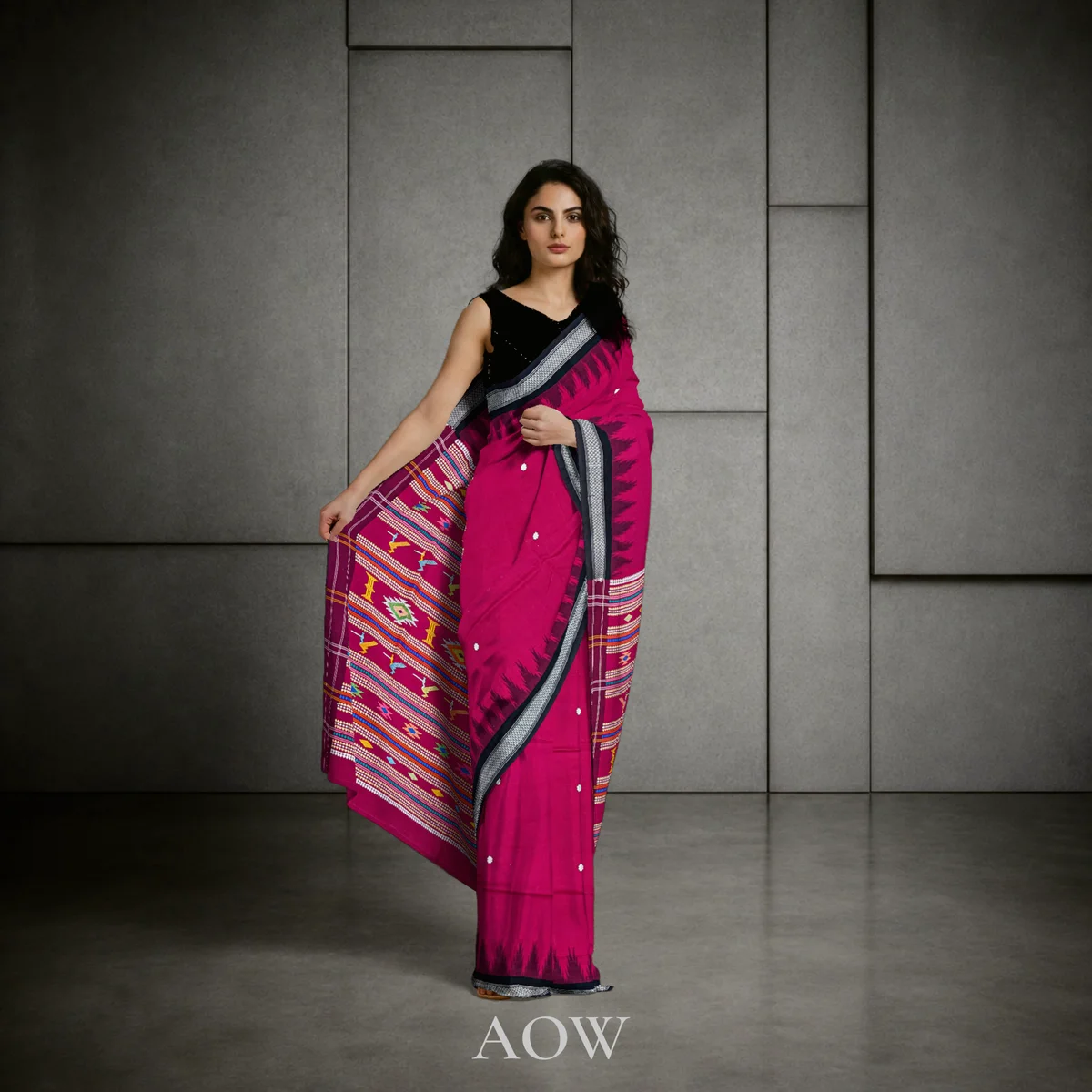Rani Pink Ganjam Bomkei Cotton Saree