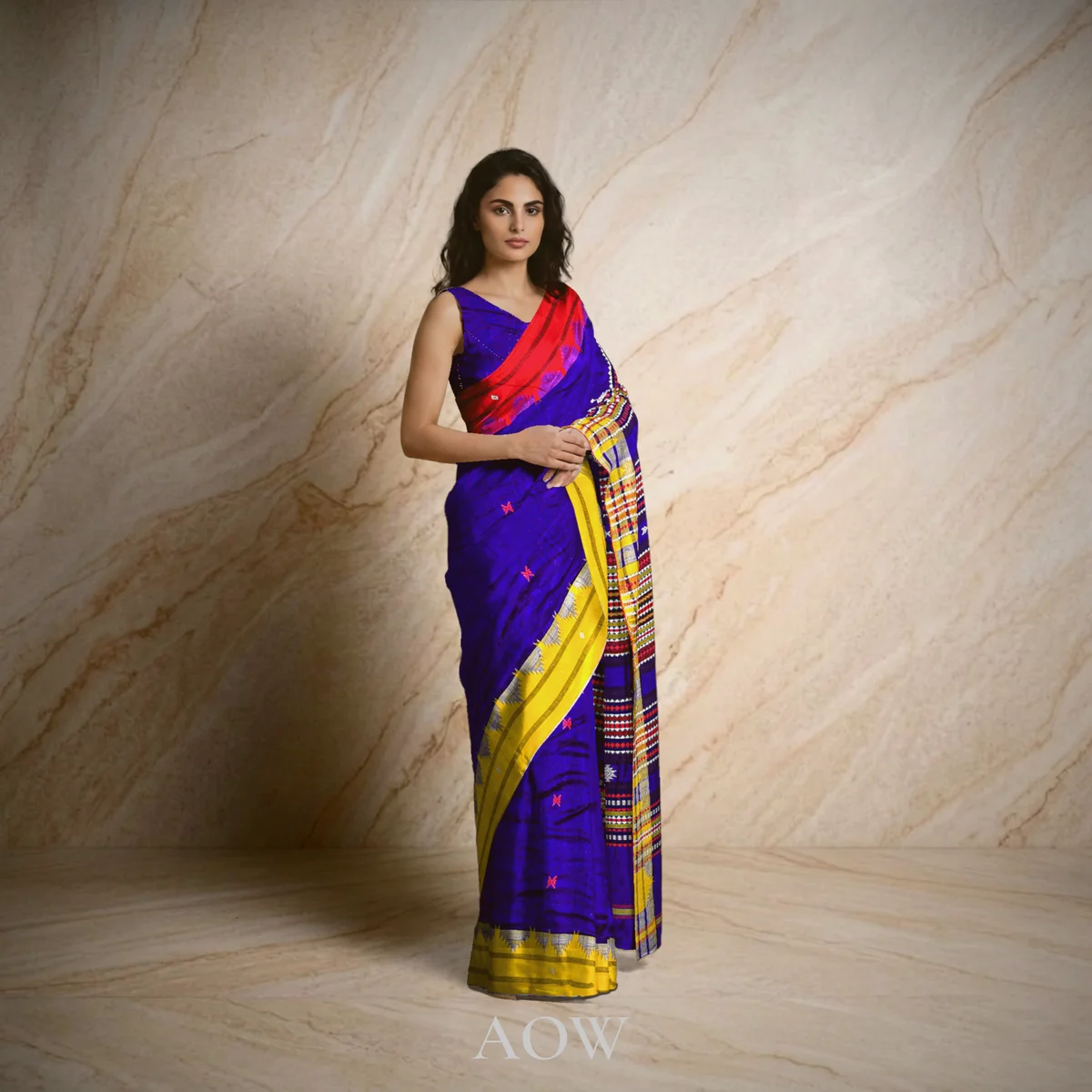 Blue Ganga Jamuna Kotpad Tussar Pata Saree