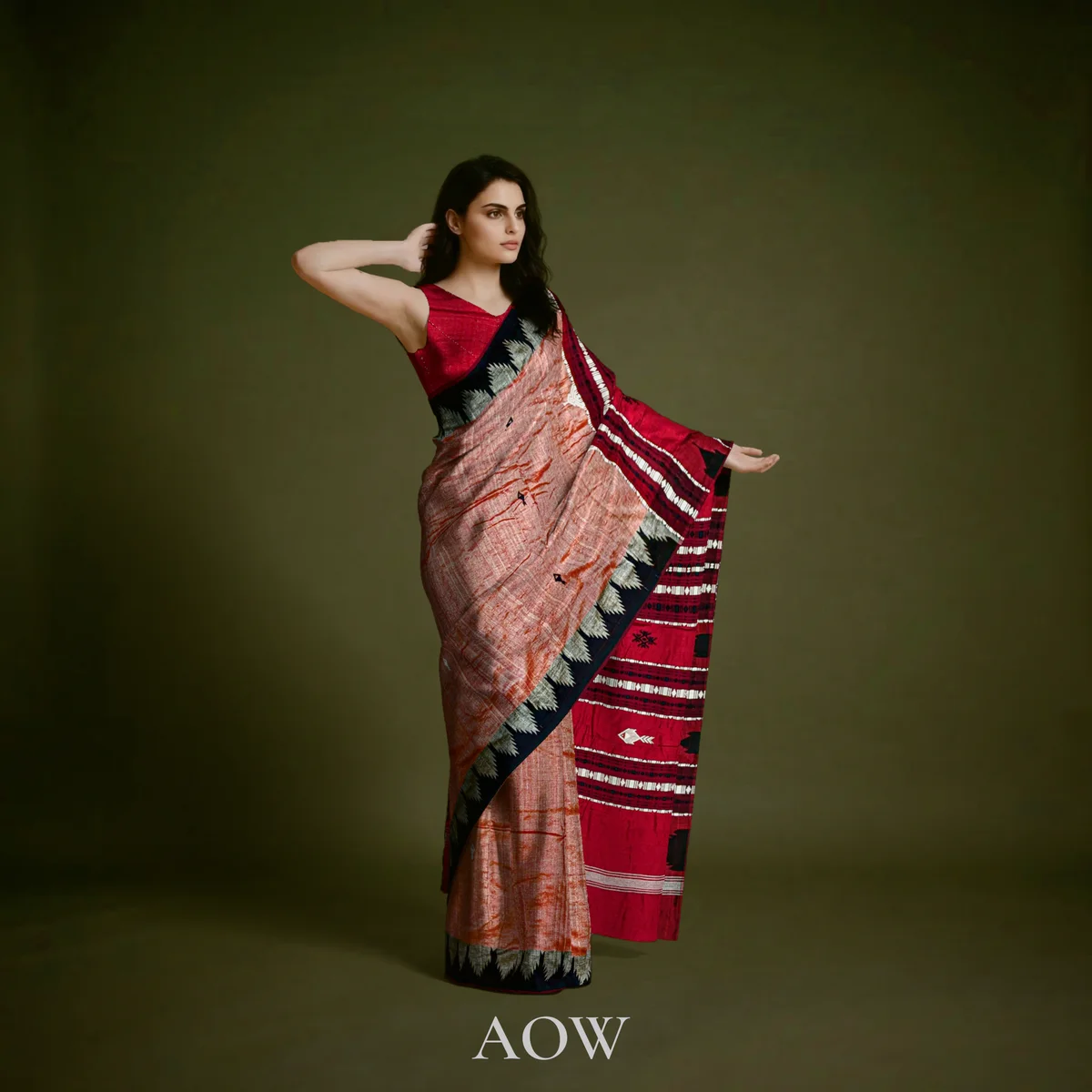 Brown Maroon Kotpad Tussar Pata Saree