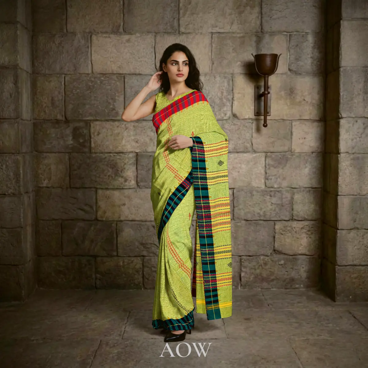 Light Lime Green Kotpad Cotton Saree