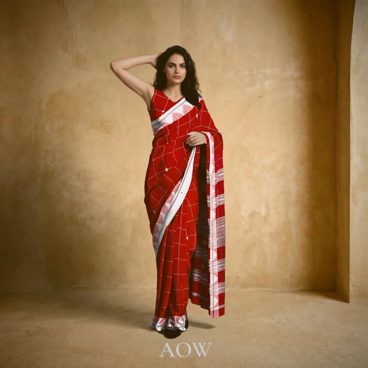 Maroon Big Check Kotpad Cotton Saree