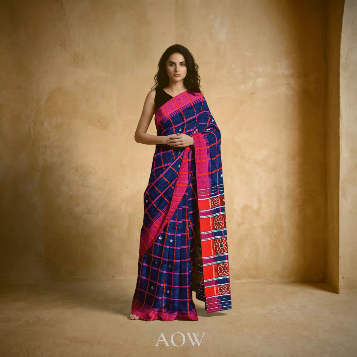 Blue Santali Tussar-Cotton Saree