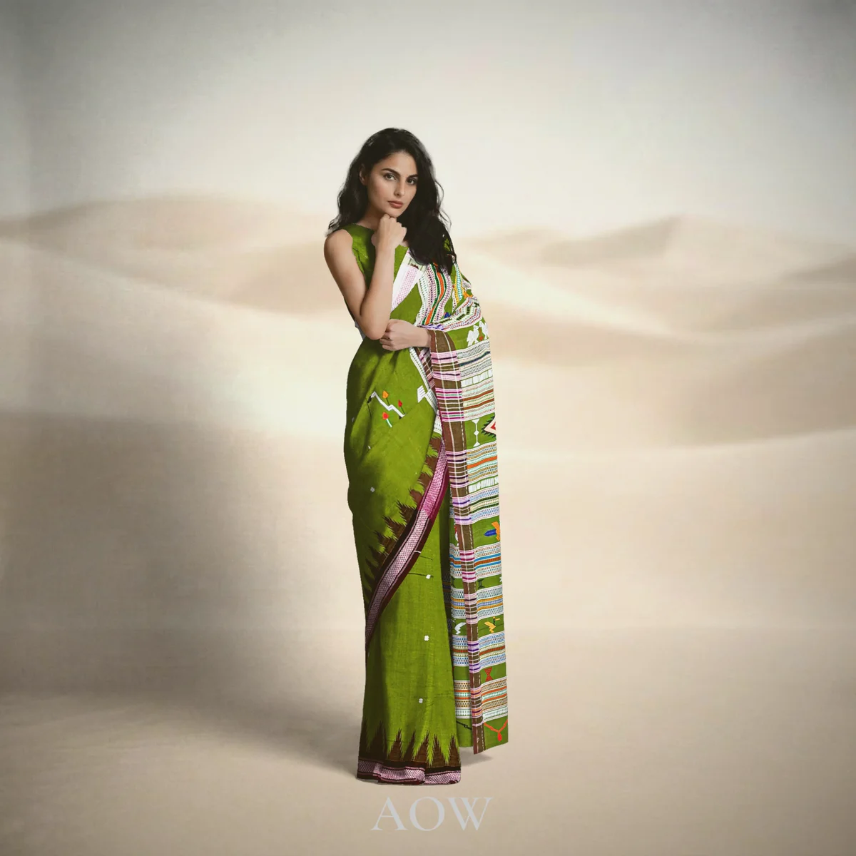 Green Ganjam Bomkei Cotton Saree