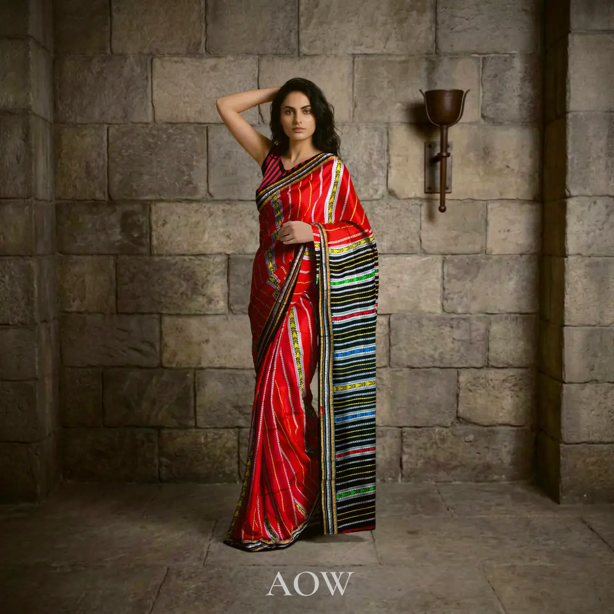 Red Habaspuri Pata Saree