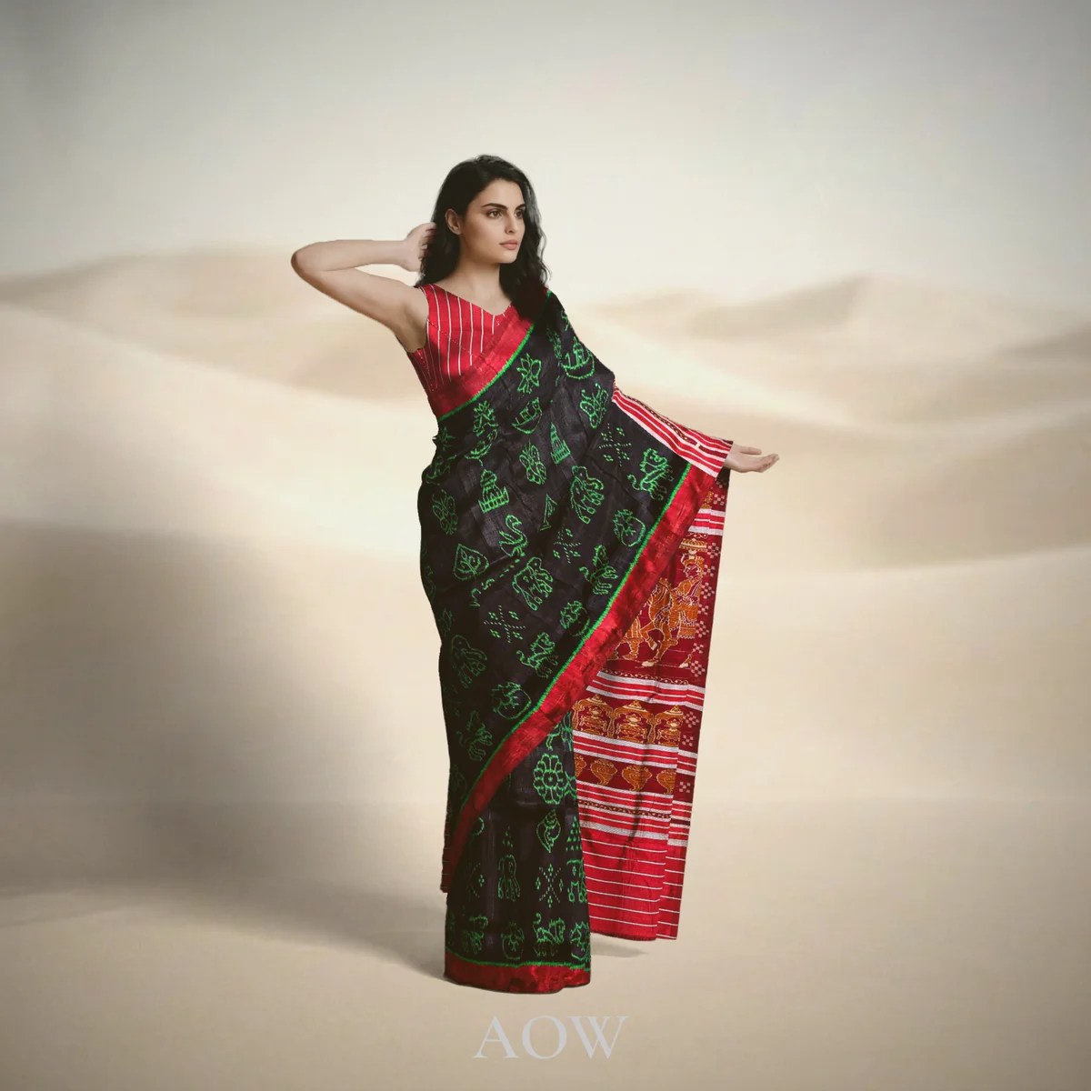 Black Nabakothi Wedding-Motif Khandua Pata Saree