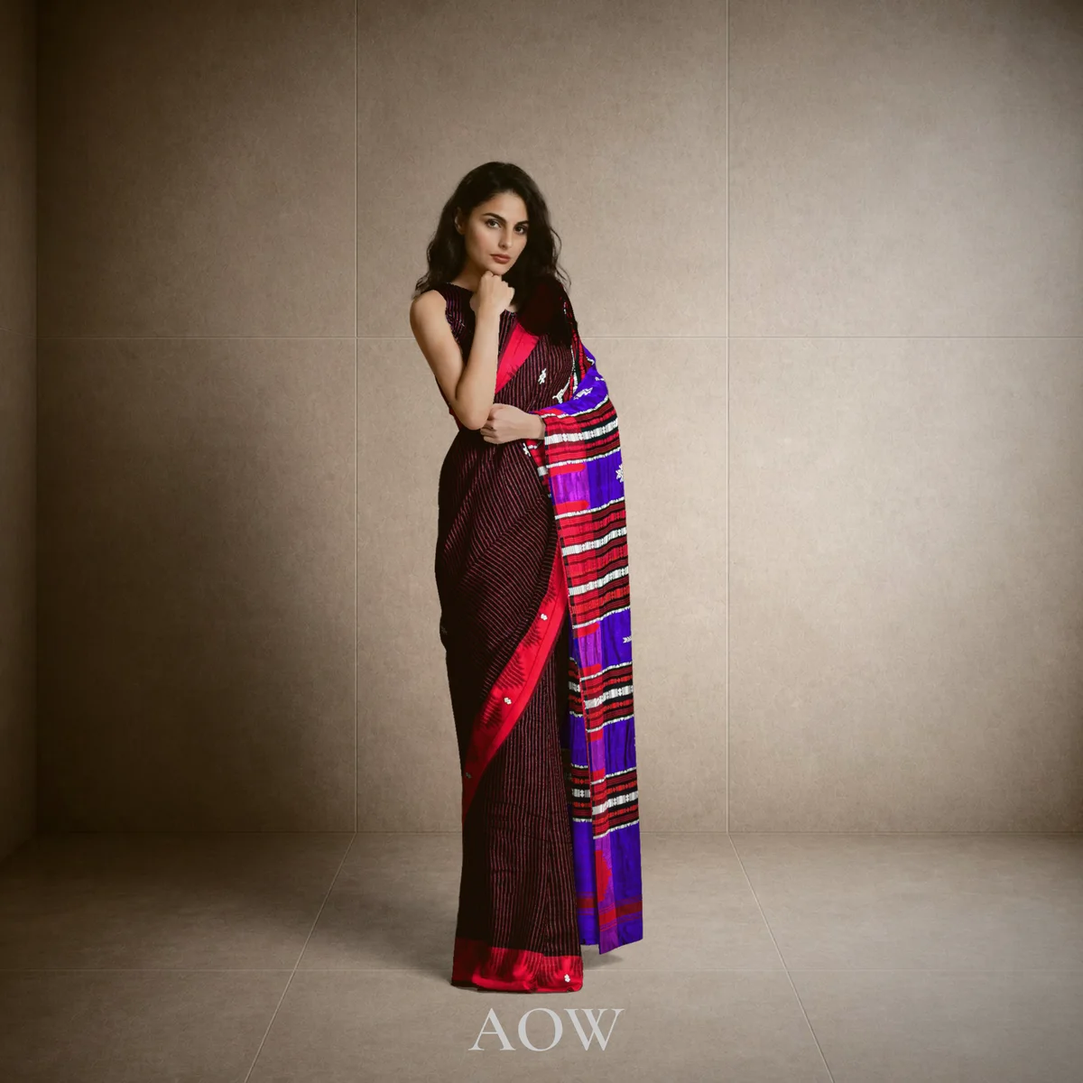 Coffee Casbandhi Kotpad Mulberry Silk Saree