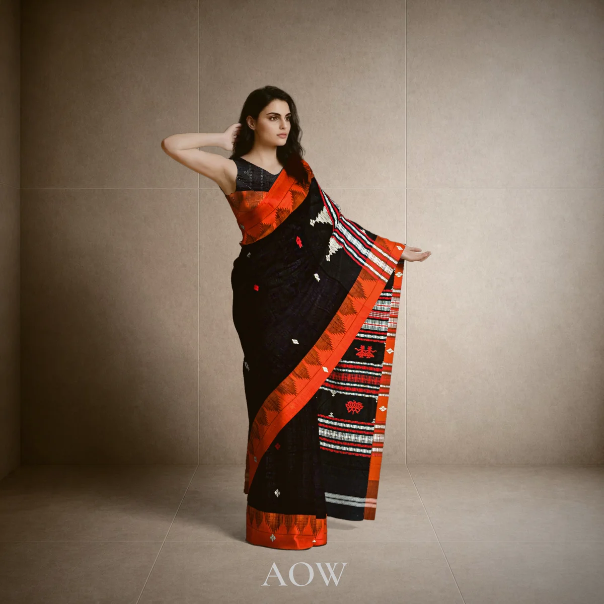 Black Kotpad Tussar Silk Saree